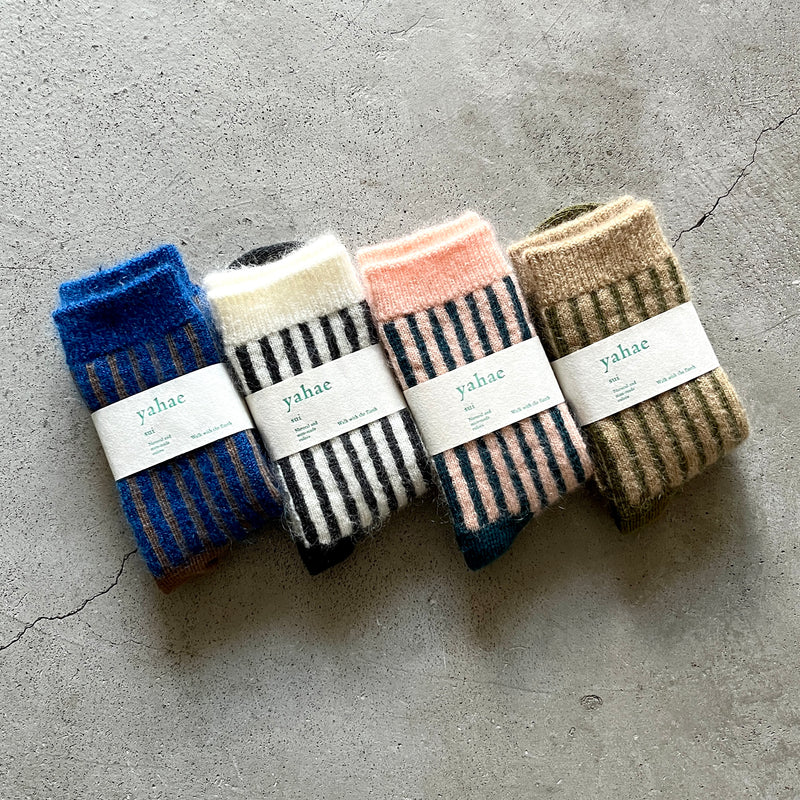 4-4005｜Organic Cotton Mohair Stripes Socks