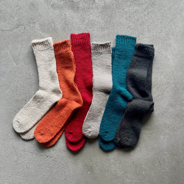 4-2002｜Organic Cotton Linen  Low Gauge Plain Socks