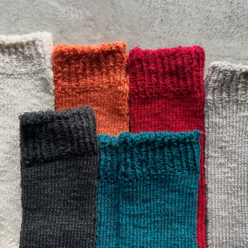 4-2002｜Organic Cotton Linen  Low Gauge Plain Socks