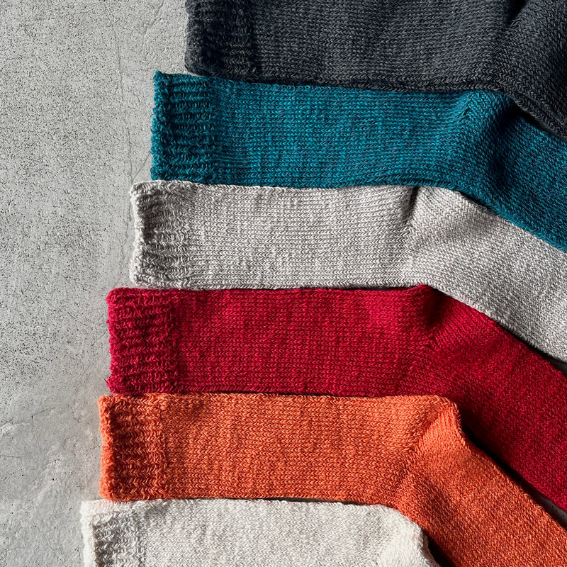 4-2002｜Organic Cotton Linen  Low Gauge Plain Socks