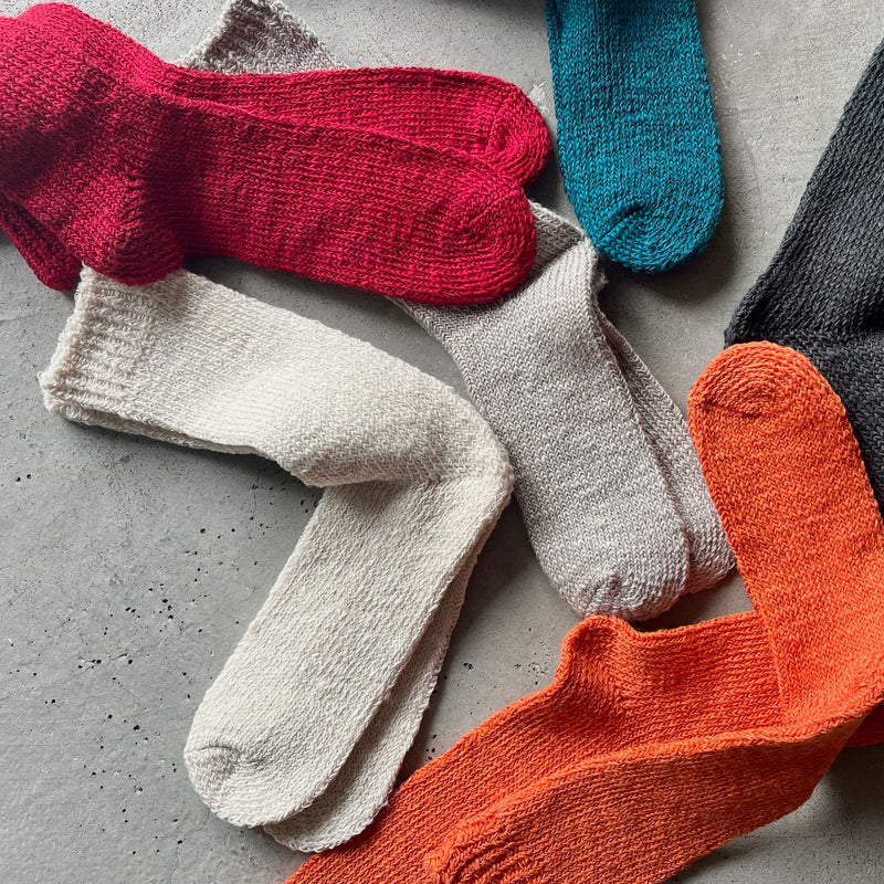 4-2002｜Organic Cotton Linen  Low Gauge Plain Socks