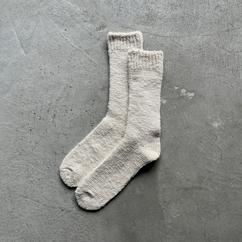 4-2002｜Organic Cotton Linen  Low Gauge Plain Socks
