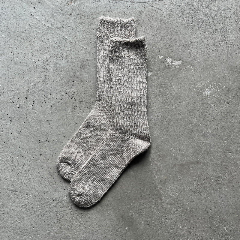 4-2002｜Organic Cotton Linen  Low Gauge Plain Socks