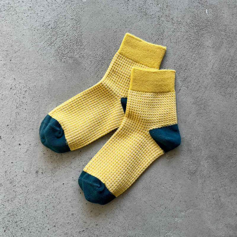 4-2003｜Organic Cotton Waffle Pattern Ankle Socks