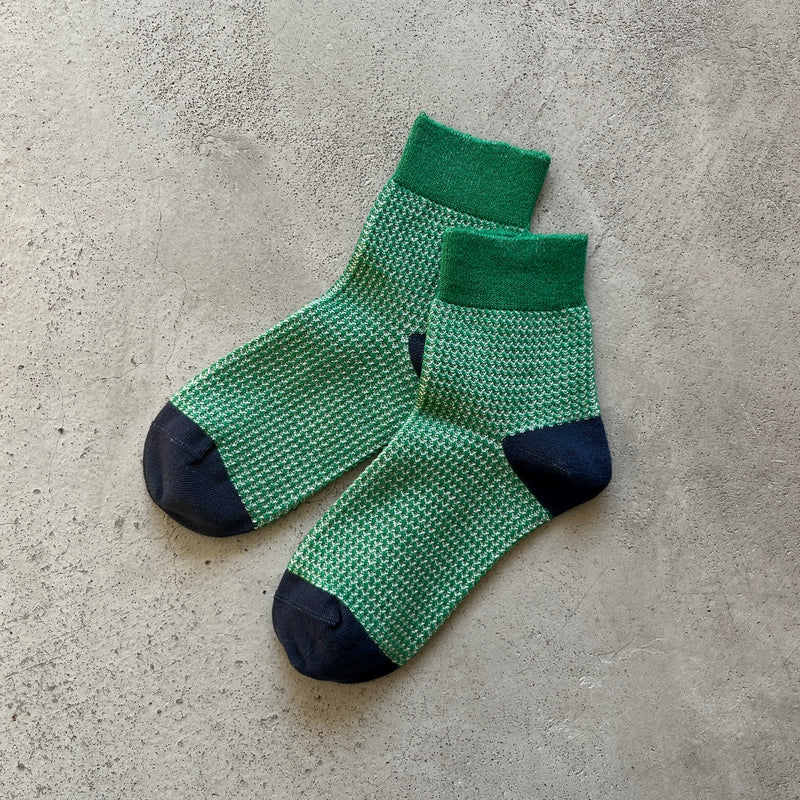 4-2003｜Organic Cotton Waffle Pattern Ankle Socks