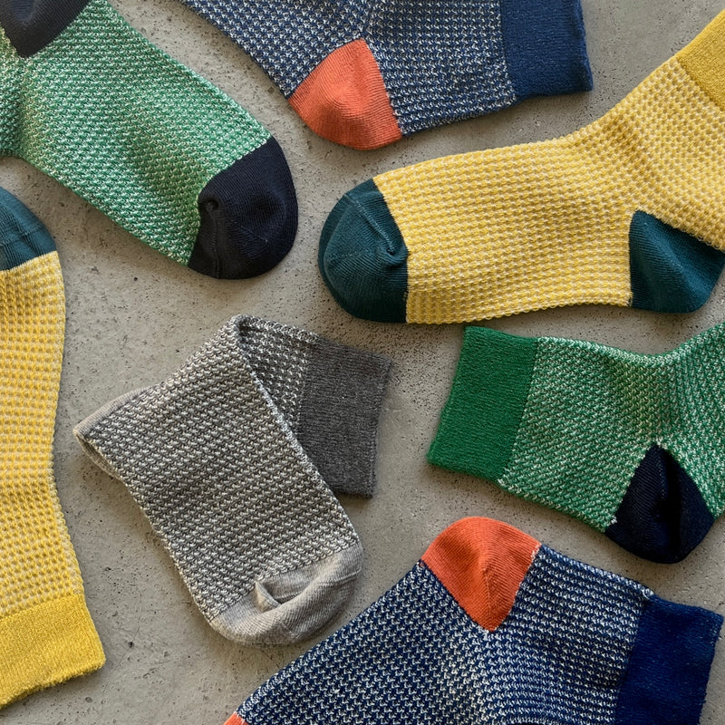 4-2003｜Organic Cotton Waffle Pattern Ankle Socks