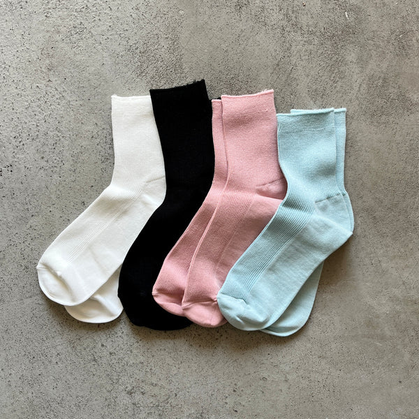 4-2007｜Organic Cotton Ribbed Middle Socks