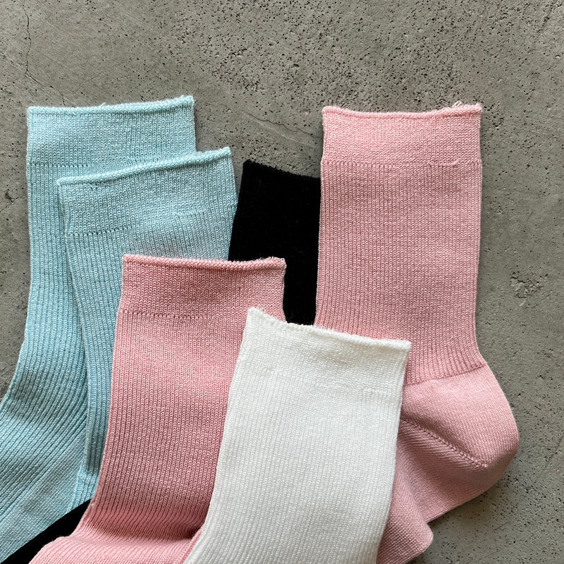 4-2007｜Organic Cotton Ribbed Middle Socks