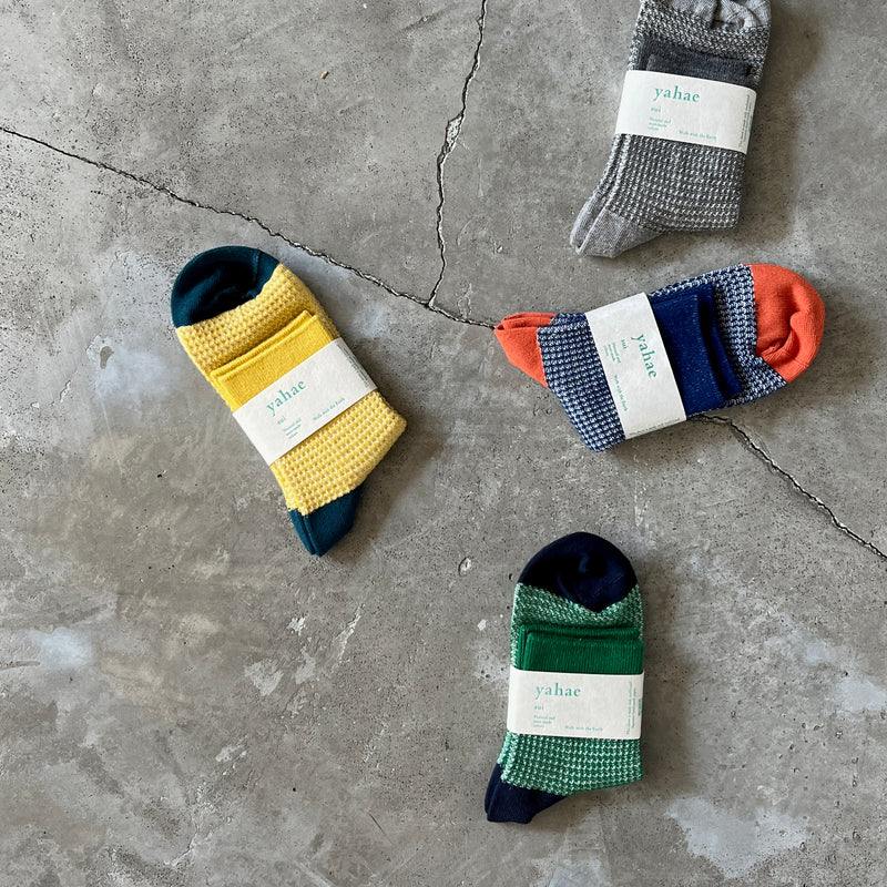 4-2003｜Organic Cotton Waffle Pattern Ankle Socks