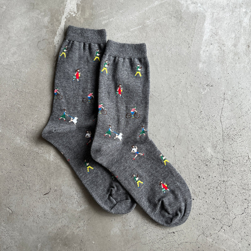 4-9001｜Organic Cotton Walk Pattern Socks