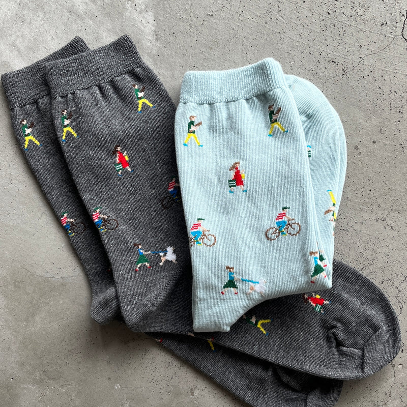4-9001｜Organic Cotton Walk Pattern Socks