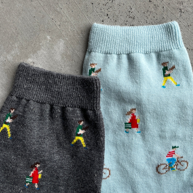 4-9001｜Organic Cotton Walk Pattern Socks