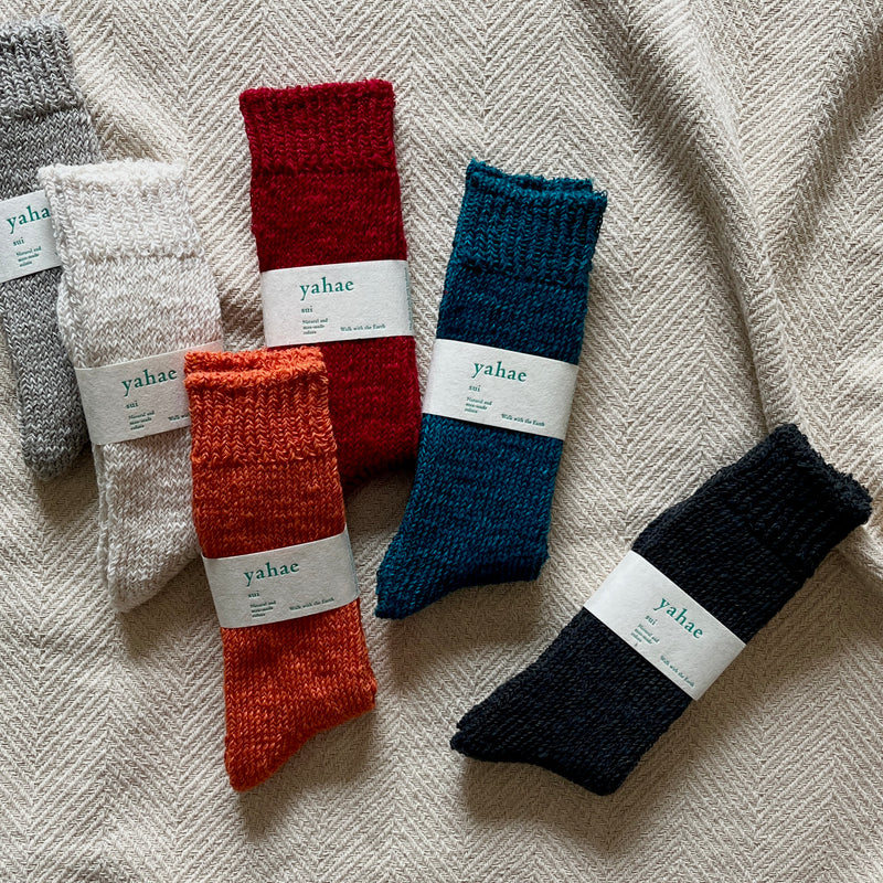 4-2002｜Organic Cotton Linen  Low Gauge Plain Socks