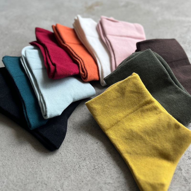 4-1000｜Organic Cotton Rubber Free Plain Socks
