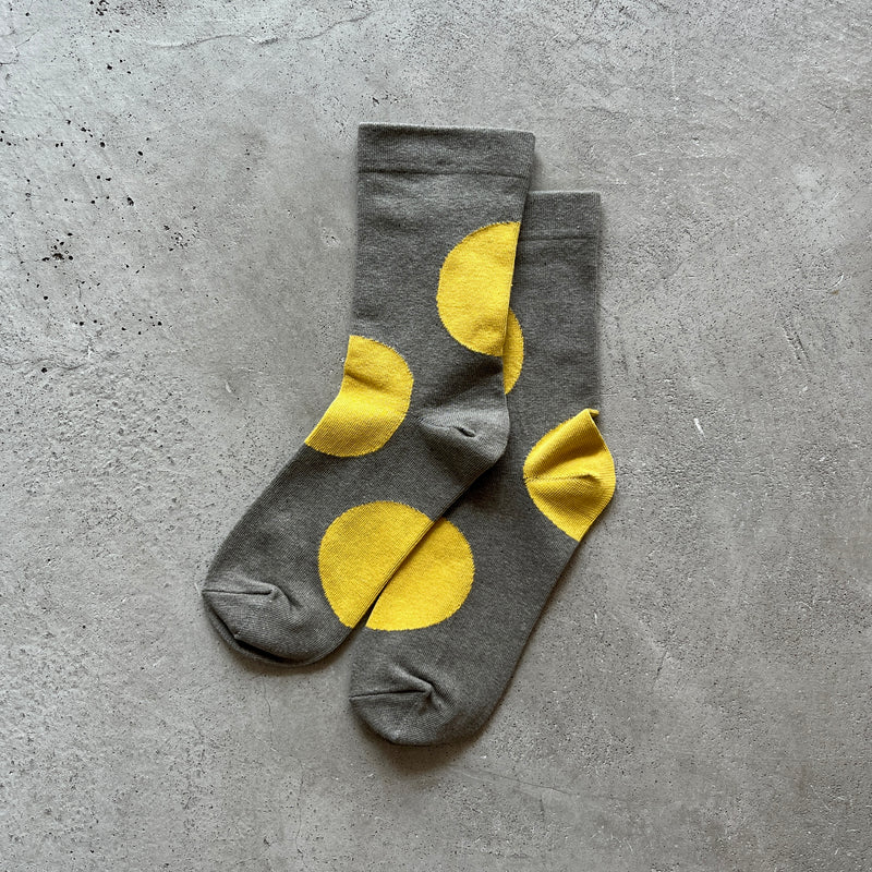 4-4015｜Organic Cotton Rubber Free Asymmetry Dot Socks