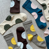 4-4015｜Organic Cotton Rubber Free Asymmetry Dot Socks