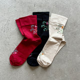 4-4014｜Organic Cotton Rubber Free Flower Socks