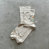 4-4014｜Organic Cotton Rubber Free Flower Socks