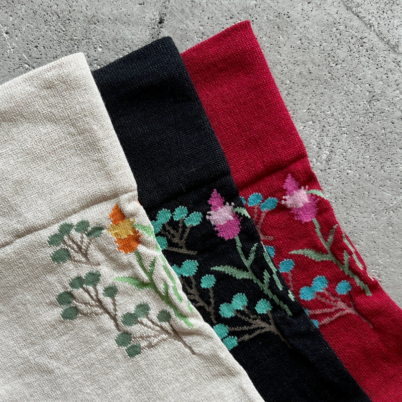 4-4014｜Organic Cotton Rubber Free Flower Socks