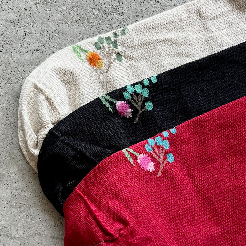 4-4014｜Organic Cotton Rubber Free Flower Socks