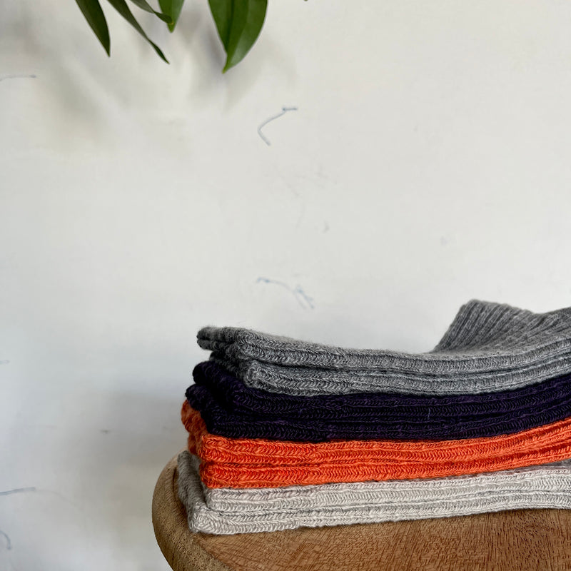 4-4016｜Organic Cotton Slab Ribbed Socks