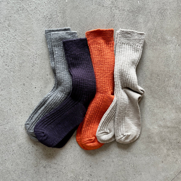 4-4016｜Organic Cotton Slab Ribbed Socks