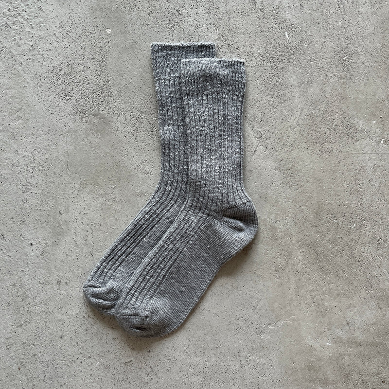 4-4016｜Organic Cotton Slab Ribbed Socks